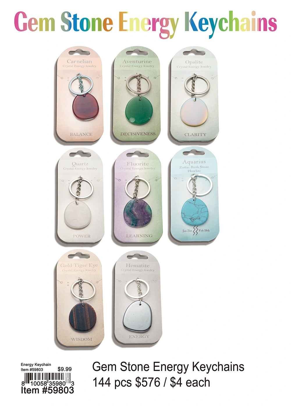 Gem Stone Energy Keychains